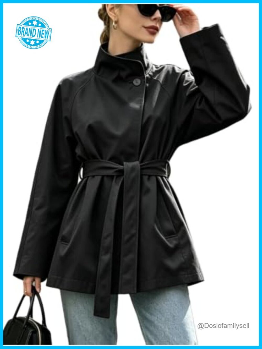 Women's Open Front Trench Coat Belted Slim Fit Midi Overcoat Fall Winter